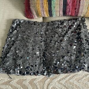 Abercrombie Silver Sequin Skirt NWT
